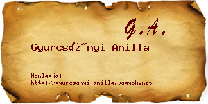 Gyurcsányi Anilla névjegykártya